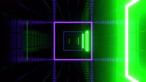 Green And Purple Led Dynamic Square Strobe Tunnel Background Vj Loop I 4K