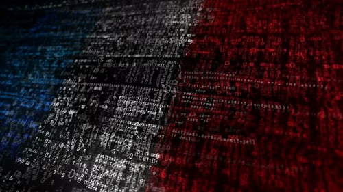 France flag waving with security code