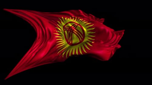 Realistic Kyrgyzstan National Flag Waving Animation