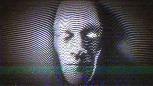 Glitch Effect Digital Face Distortion with VHS Static Overlay