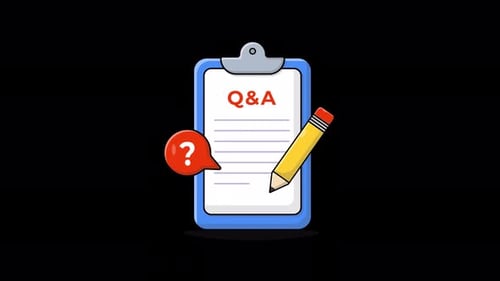 Flat Design Q&A Animation with Clipboard and Pencil