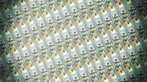 Rotating 100 Dollar Bill Pattern Loop Background