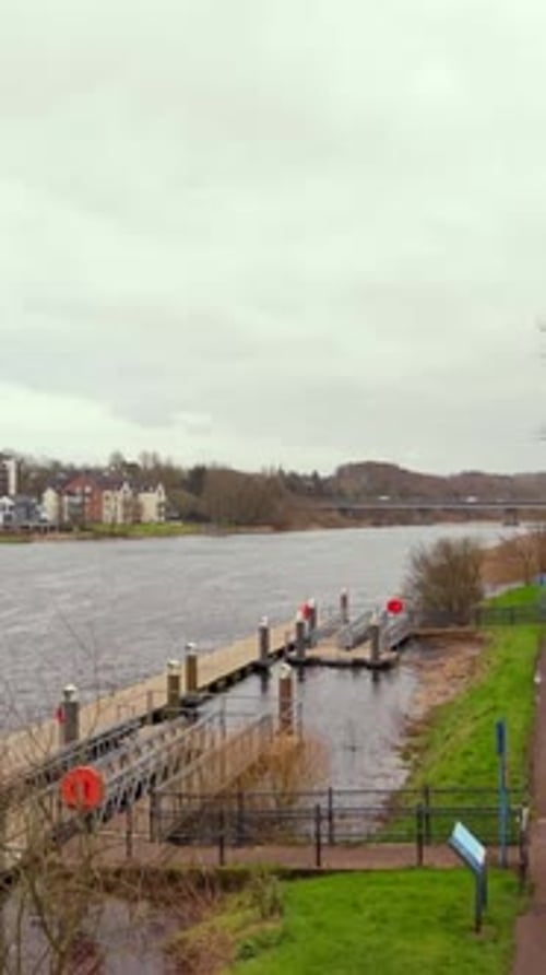 Low advancing social ratio ratio vertical aerial video of Coleraine in Northern Ireland in the UK