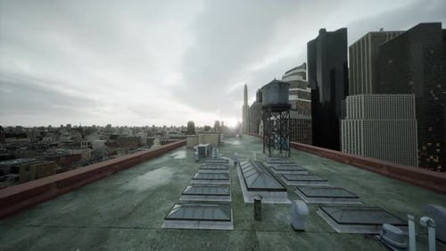 Aire acondicionado en el techo de un edificio