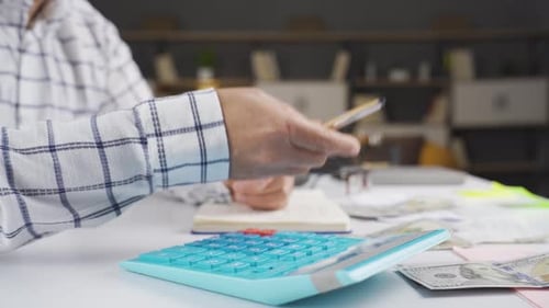Calculator and money account.