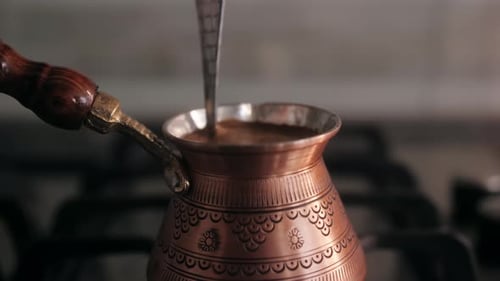 Making Turkish Coffee in Copper Cezve