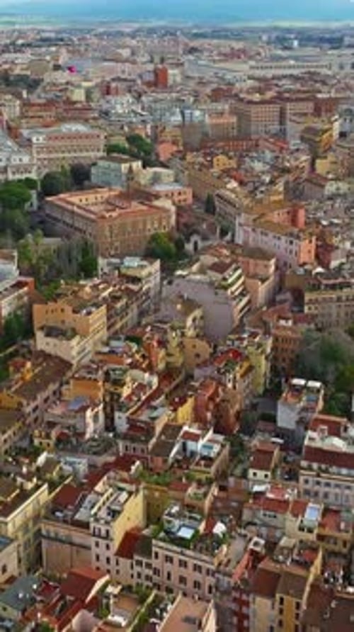 Aerial View Rooftops of the City of Rome Italy Establishing Shot of the Capital's Skyline Drone