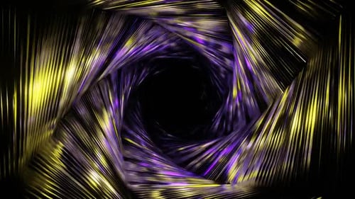 Gold And Purple Hexagonal Interference Spiral Tunnel Background Vj Loop In HD
