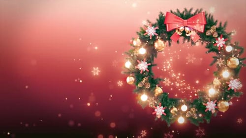 Loop 4K mit Weihnachtskranz und Glitzer-Hintergrund