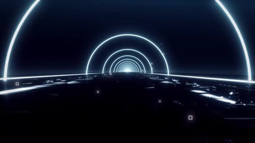 Futuristic Neon Circle Reflection Loop