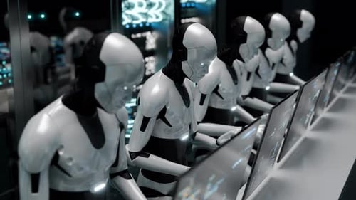Looping Robot in Server Room Monitors Systems Via Futuristic Interface