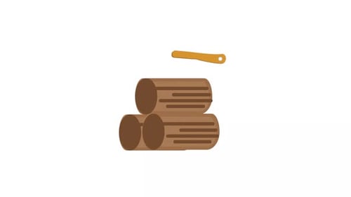 Axe With Wood Element Alpha Animation