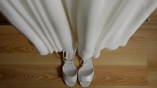 Wedding Dress and Shoes Elegant Indoor Bridal Fashion