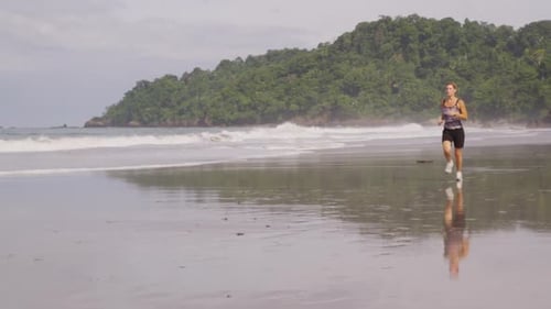 Woman Running on Beach Costa Rica Active