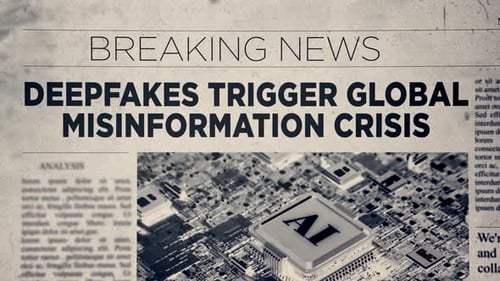 Breaking News Headline Revealing Deepfakes and AI Misinformation