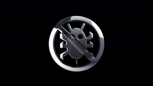 Antivirus cyber security virus detect metal symbol loop rotating