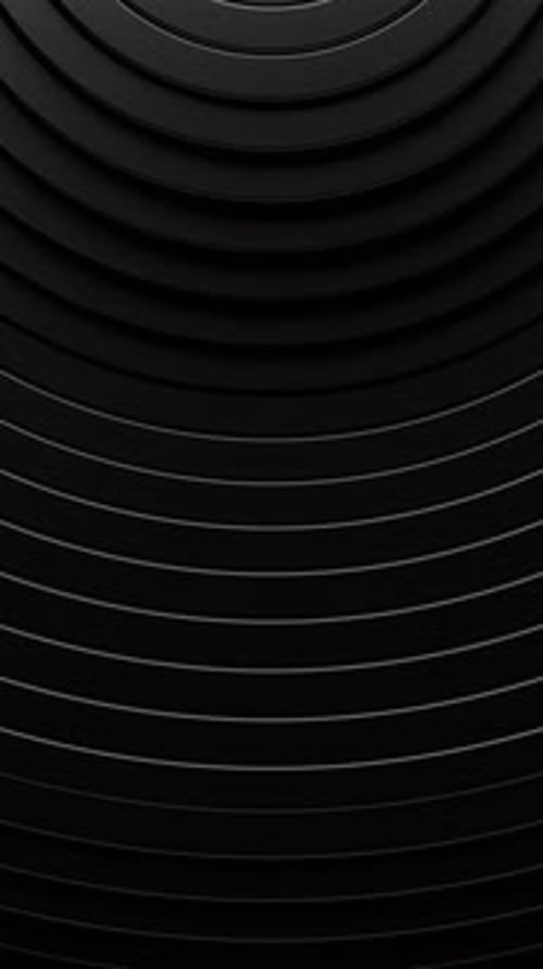 Black background with circular pattern of lines and white circle. Vertical looped animation