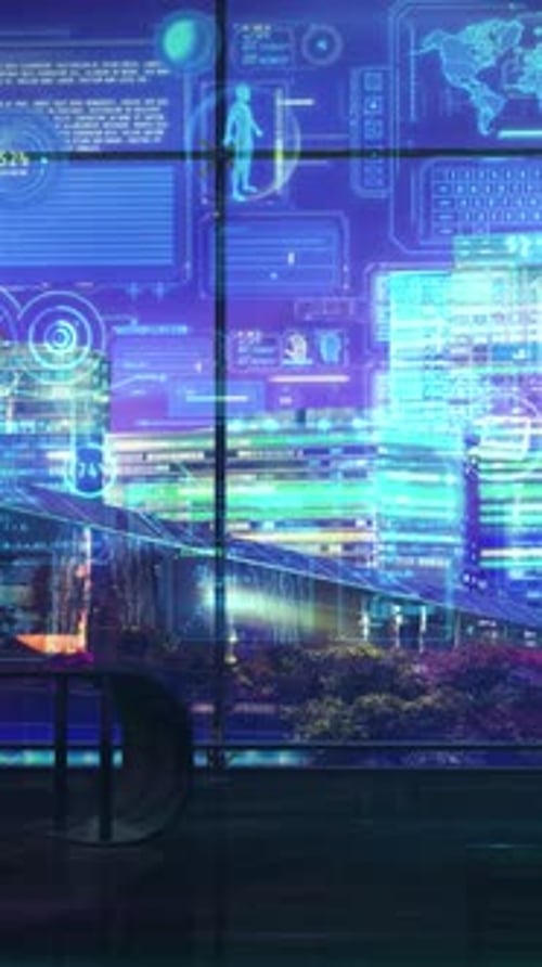 Futuristic Holographic UI Data Display for Technology Concepts