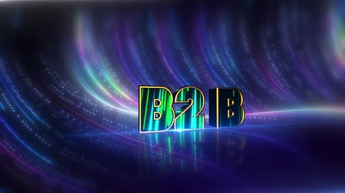 Futuristischer B2B-Neontext auf kybernetischer Leinwand