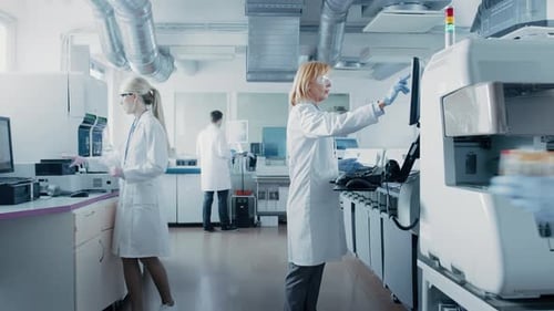 Scientists Working in a Brightly Lit Laboratory