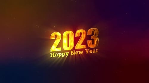 Happy New Year 2023 Celebration Title with Glowing Light Effects