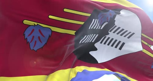 Eswatini National Flag Waving Loop in Realistic Style