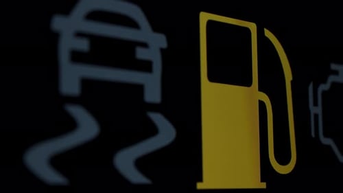 Illuminated Car Dashboard Warning Icons Close Up