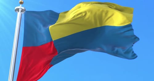 Abstract Color Waving Flag Animation on Blue Sky