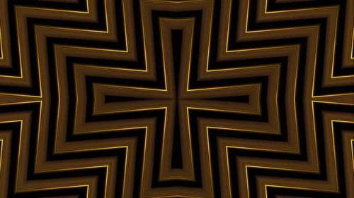 Dynamic golden geometric pattern pulses in dark abstract motion