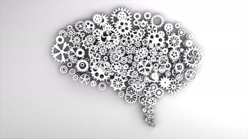 Brain Concept of Cogs and Gears Spinning Animation