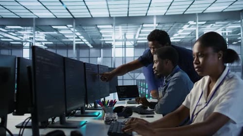 Manager Supervising Server Room Workers