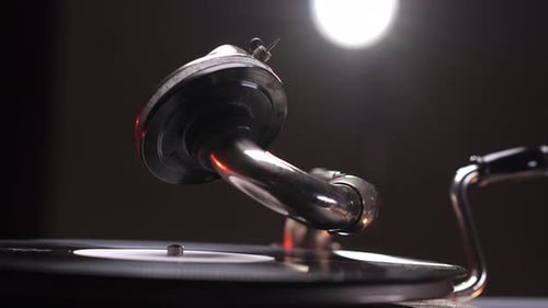 Vintage Phonograph Record Player Close Up