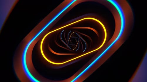 Orange And Blue Strobe Spiral Ellipse Tunnel Background Vj Loop In 4K