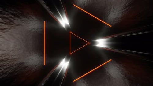 Orange Sci-Fi Glossy Triangle Tunnel Background Vj Loop In 4K