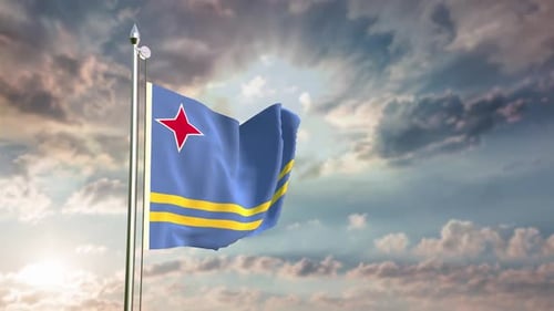 Wehender Fahnenmast von Aruba