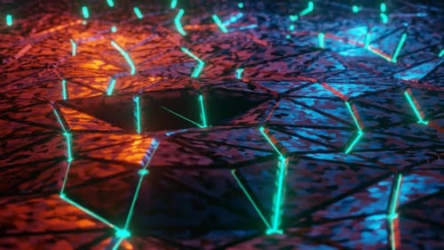 Red and Blue Triangular Waves Background Abstract Animation Loop in 1080HD