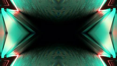 Turquoise And Light Red Abstract Symmetrical Neon Background Vj Loop In 4K