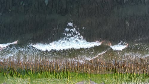 Mossy Rocks And Sea