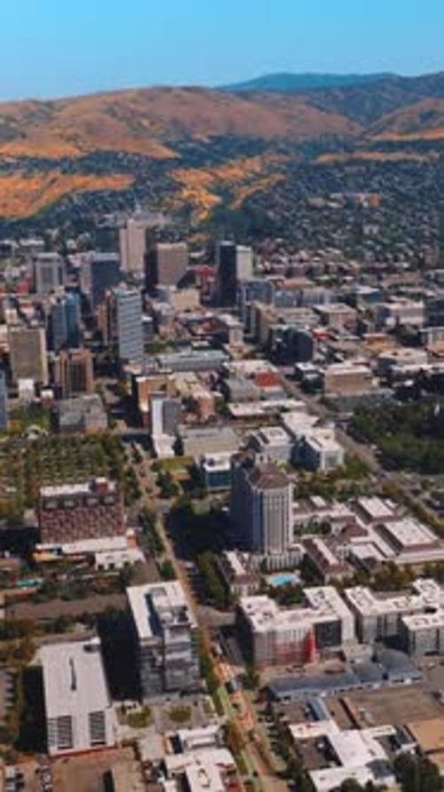 Amazing city scenery limited by mountains behind. Gorgeous view of Salt Lake City, Utah, USA