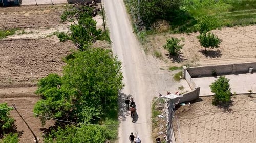 Horseback Riding in Cappadocia Aerial View 4 K