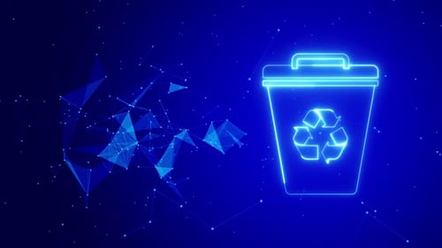 Plexus Background With Recycle Bin Icon Loop