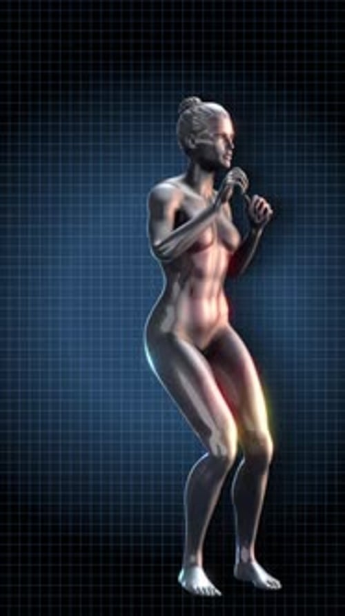 3D Female Figure Performing Squats Exercise Anatomy Animation