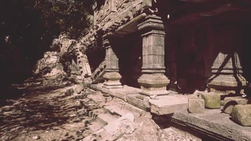 Ancient Temple Ruins in Cambodia Surrounded By Lush Jungle Landscape