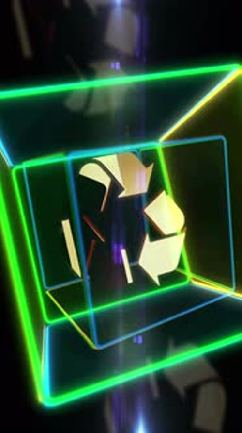 Recycling ecology symbol in box vertical video