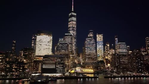 Night Skyline of New York Skyline At Manhattan In New York United States.