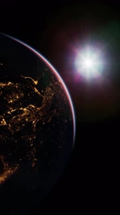 Earth at Night with City Lights Elements Furnished By NASA Vertical