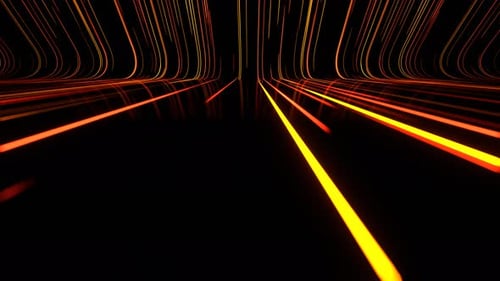 Orange fließende Bewegung von Neonlinien auf einem gekrümmten Oberflächenhintergrund VJ Loop in 4K