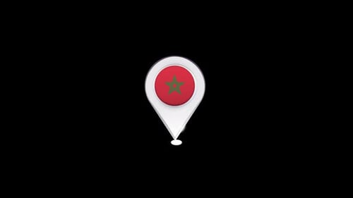 3D Animated Morocco Flag Location Pin