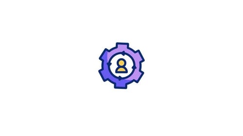 Animated Corporate Process Icon with Person and Dollar Sign