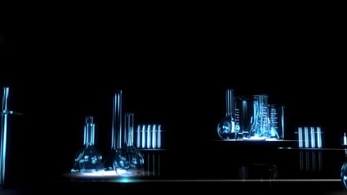 Futuristic Laboratory with Glowing Glassware